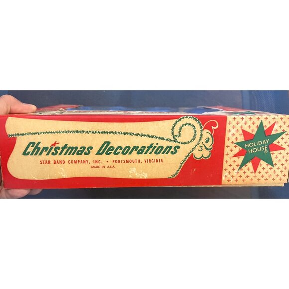 Vintage Package of 12 Holiday House Christmas Balls Decorations Star Band Satin - Picture 4 of 9